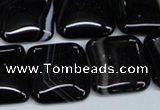 CAG2947 15.5 inches 20*20mm square black line agate beads