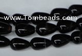 CAG2962 15.5 inches 8*12mm teardrop black line agate beads