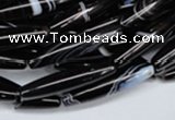 CAG2968 15.5 inches 5*25mm rice black line agate beads