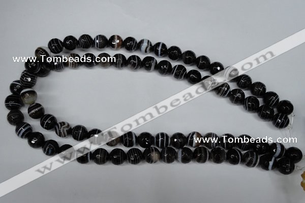 CAG2983 15.5 inches 10mm faceted round black line agate beads