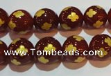 CAG3396 15.5 inches 12mm carved round red agate beads wholesale