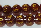 CAG3403 15.5 inches 12mm carved round red agate beads wholesale
