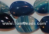 CAG3472 15.5 inches 18*25mm flat teardrop blue line agate beads