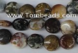 CAG3515 15.5 inches 10mm flat round ocean agate gemstone beads