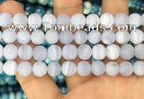 CAG3584 15.5 inches 10mm round matte blue lace agate beads