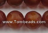 CAG3667 15.5 inches 20mm carved round matte red agate beads