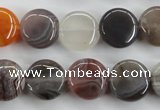 CAG3714 15.5 inches 14mm flat round botswana agate beads wholesale