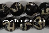 CAG3855 15.5 inches 16mm faceted round tibetan agate beads wholesale