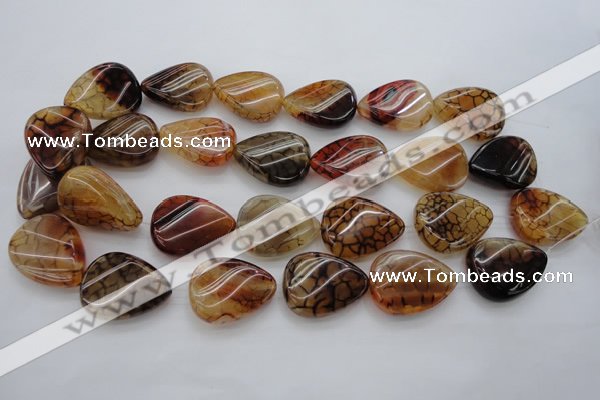 CAG4099 15.5 inches 22*30mm twisted flat teardrop dragon veins agate beads