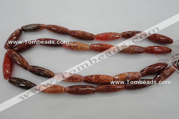 CAG4197 15.5 inches 10*30mm faceted rice natural fire agate beads
