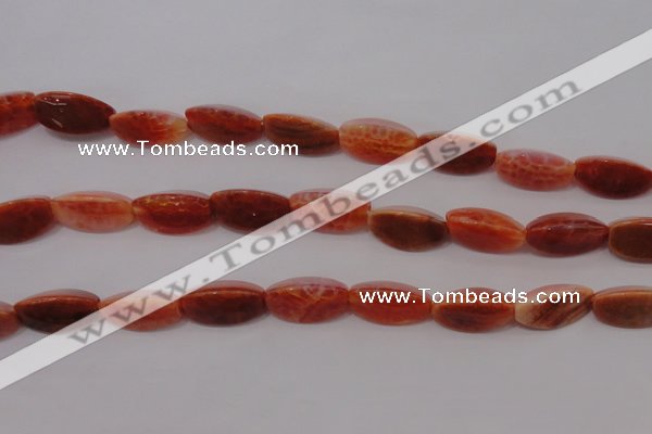 CAG4200 15.5 inches 8*16mm twisted trihedron natural fire agate beads