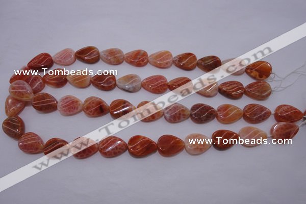 CAG4245 15.5 inches 13*18mm twisted flat teardrop natural fire agate beads