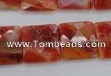 CAG4253 15.5 inches 18*18mm faceted square natural fire agate beads