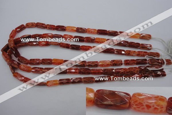 CAG4255 15.5 inches 7*14mm faceted square natural fire agate beads