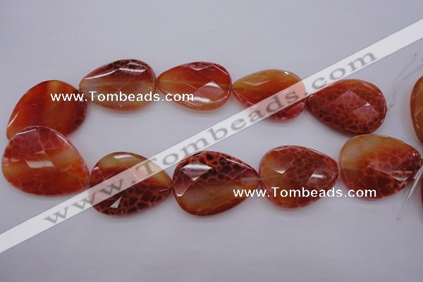 CAG4277 15.5 inches 30*40mm faceted flat teardrop natural fire agate beads