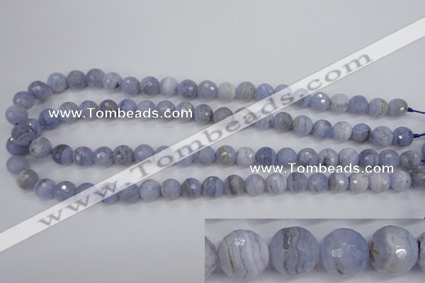 CAG4364 15.5 inches 12mm faceted round blue lace agate beads