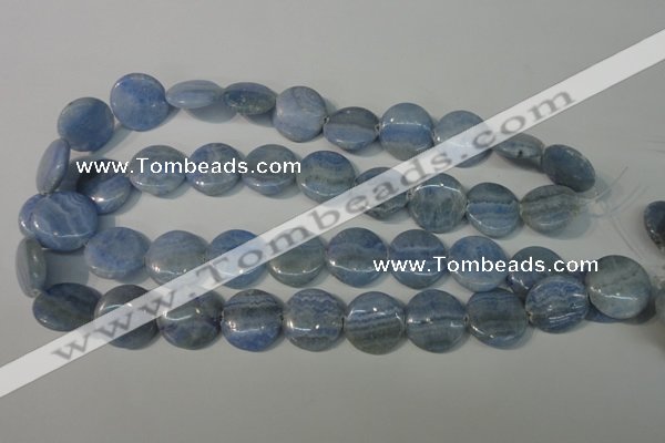 CAG4382 15.5 inches 20mm flat round dyed blue lace agate beads
