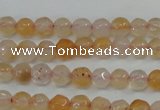 CAG4480 15.5 inches 4mm faceted round fire crackle agate beads