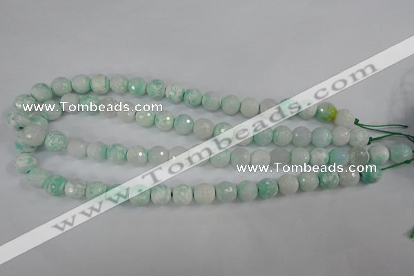 CAG4516 15.5 inches 10mm faceted round fire crackle agate beads