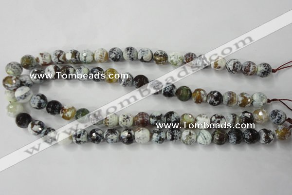 CAG4522 15.5 inches 10mm faceted round fire crackle agate beads