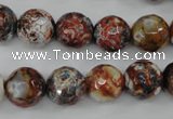 CAG4548 15.5 inches 12mm faceted round fire crackle agate beads