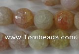 CAG4555 15.5 inches 14mm faceted round fire crackle agate beads