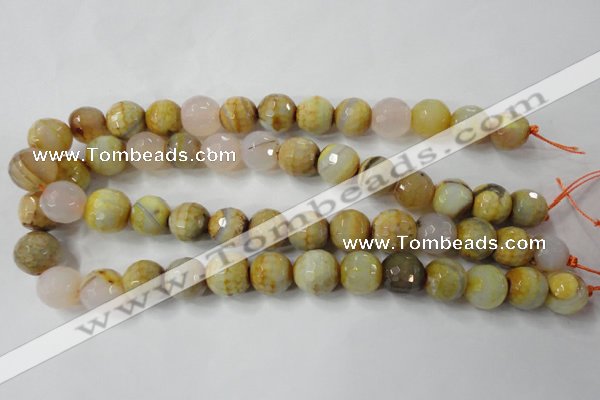 CAG4558 15.5 inches 14mm faceted round fire crackle agate beads
