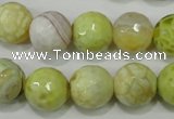 CAG4559 15.5 inches 14mm faceted round fire crackle agate beads