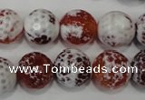 CAG4560 15.5 inches 14mm faceted round fire crackle agate beads