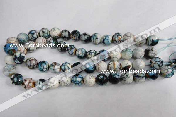 CAG4561 15.5 inches 14mm faceted round fire crackle agate beads