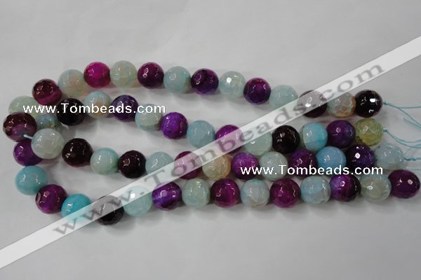 CAG4563 15.5 inches 14mm faceted round fire crackle agate beads