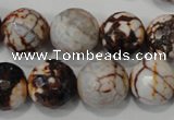 CAG4576 15.5 inches 16mm faceted round fire crackle agate beads