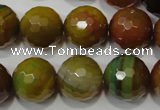 CAG4582 15.5 inches 16mm faceted round fire crackle agate beads