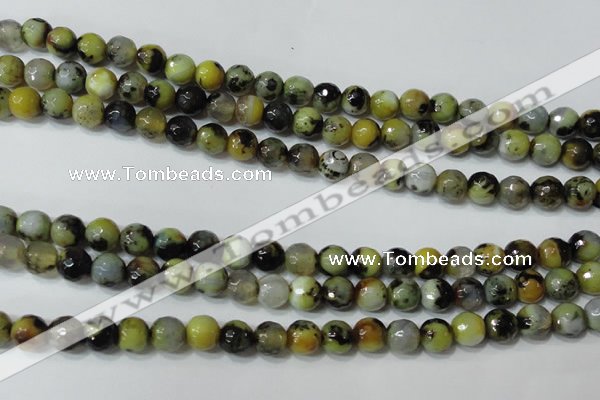 CAG4629 15.5 inches 6mm faceted round fire crackle agate beads