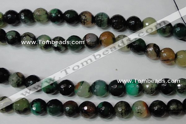 CAG4664 15.5 inches 10mm faceted round fire crackle agate beads