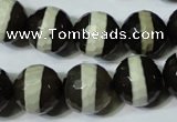 CAG4679 15.5 inches 14mm faceted round tibetan agate beads wholesale