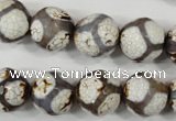 CAG4710 15 inches 14mm faceted round tibetan agate beads wholesale