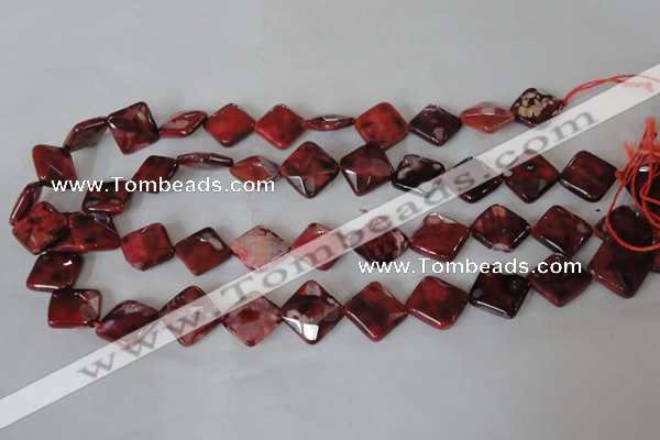 CAG4886 15 inches 14*14mm faceted diamond fire crackle agate beads