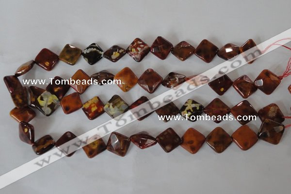 CAG4887 15 inches 14*14mm faceted diamond fire crackle agate beads