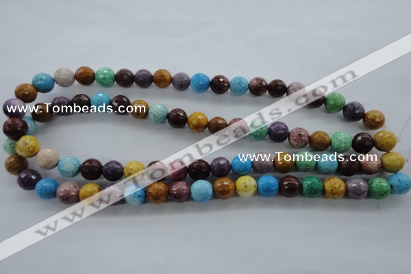 CAG4902 15.5 inches 10mm faceted round dyed white agate beads
