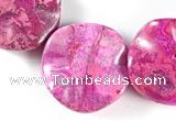 CAG516 15 inches 25*25mm lotus leaf  fuchsia crazy lace agate beads