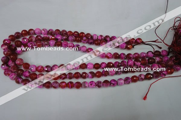 CAG5182 15 inches 8mm faceted round fire crackle agate beads