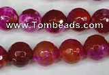 CAG5184 15 inches 12mm faceted round fire crackle agate beads