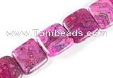 CAG519 15 inches 15*15mm square  fuchsia crazy lace agate beads