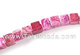 CAG520 15 inches 6*6mm cubic fuchsia crazy lace agate beads wholesale