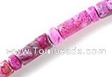 CAG521 15 inches column and rondelle  fuchsia crazy lace agate beads