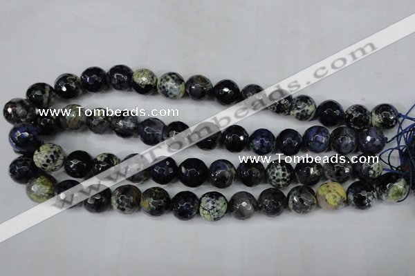 CAG5225 15 inches 14mm faceted round fire crackle agate beads