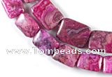 CAG523 Multi sizes rectangle fuchsia crazy lace agate beads wholesale