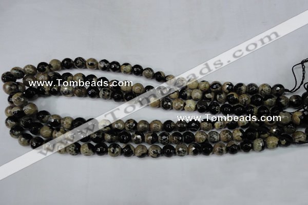 CAG5232 15 inches 10mm faceted round fire crackle agate beads