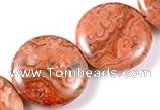 CAG542 15 inches 25mm coin mahogany crazy lace agate beads